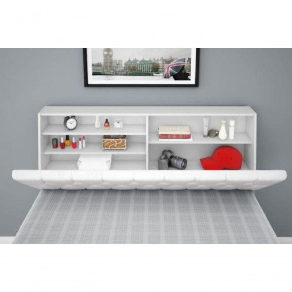 Cabeceira Box Casal Queen Isis Branco Com Capitonê Branco - 3