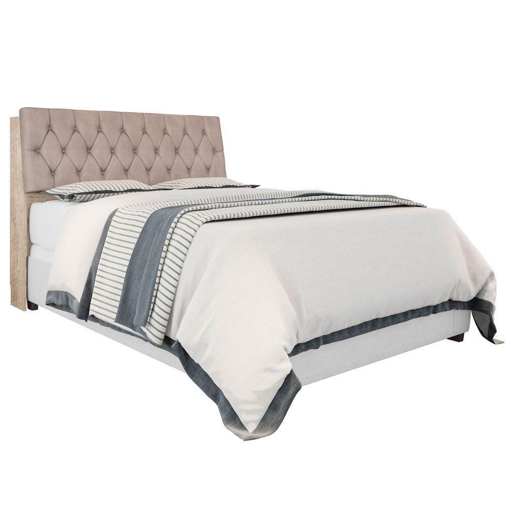 Cabeceira Box Casal Isis Amarula Com Capitonê Bege - 1