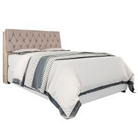 Cabeceira Box Casal Isis Amarula Com Capitonê Bege - 1