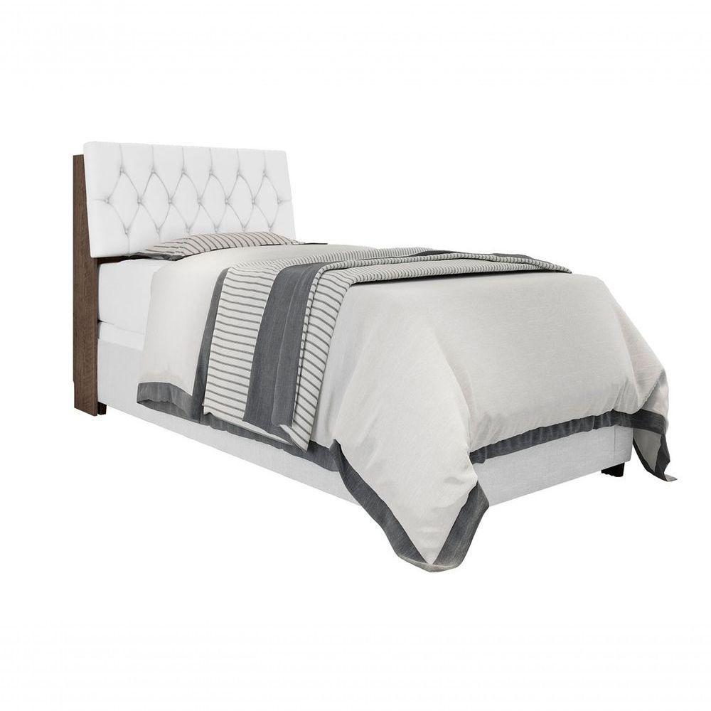 Cabeceira Box Solteiro Isis Chocolate Com Capitonê Branco - 1