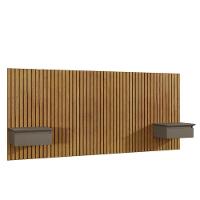 Cabeceira King Paris Ripado Quarto 2 Mesas Com Gaveta Naturale/platinum Naturale/platinum