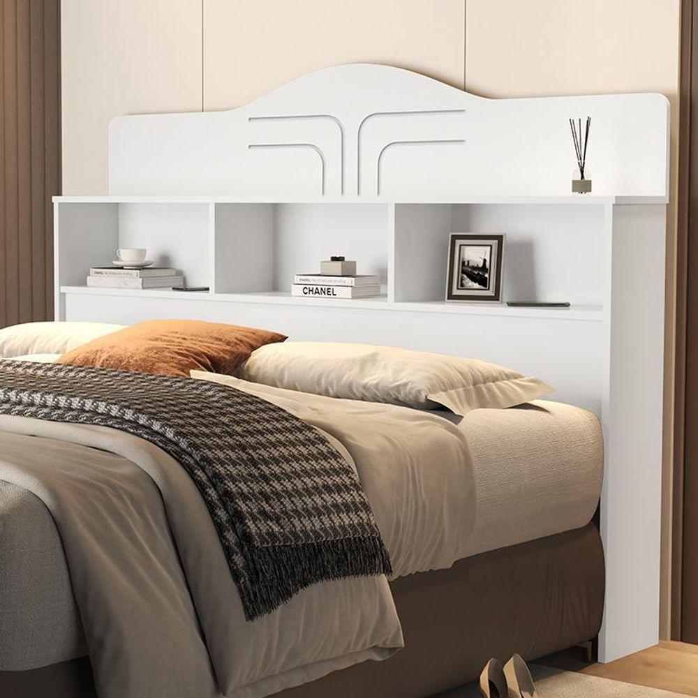 Cabeceira Quarto Vivian Queen Branco Branco - 1