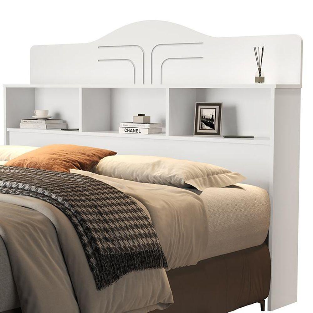Cabeceira Quarto Vivian Queen Branco Branco - 3