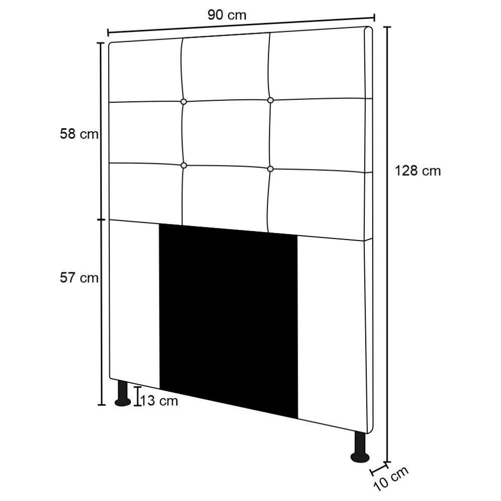 Cabeceira Cama Box Solteiro 90Cm Safira Suede I02 Marrom - Mpozenato - 3