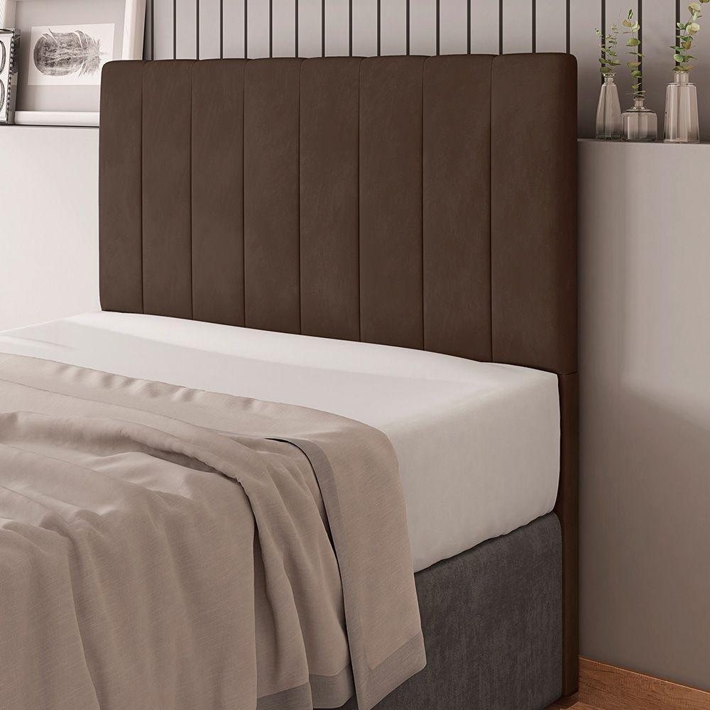 Cabeceira Cama Box Casal Ivana 140cm Veludo Marrom - Abmaza - 1