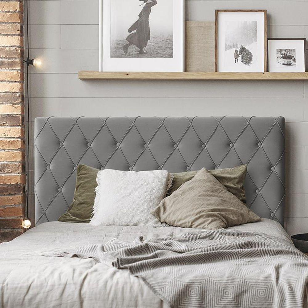 Cabeceira Estofada Miami Para Camas Queen 160 Cm Cinza Cinza - 1