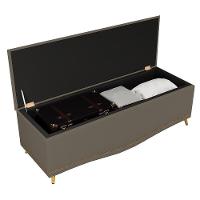 Cabeceira Cama Box Casal King 195cm Com Calçadeira Baú Areia - 3