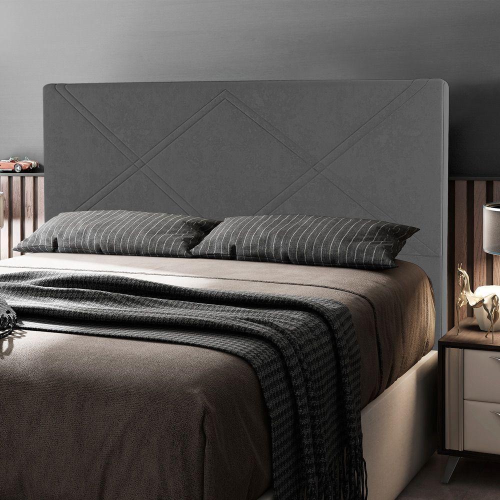 Cabeceira Cama Box Casal King Size Cairo 195cm Veludo Cinza - 5