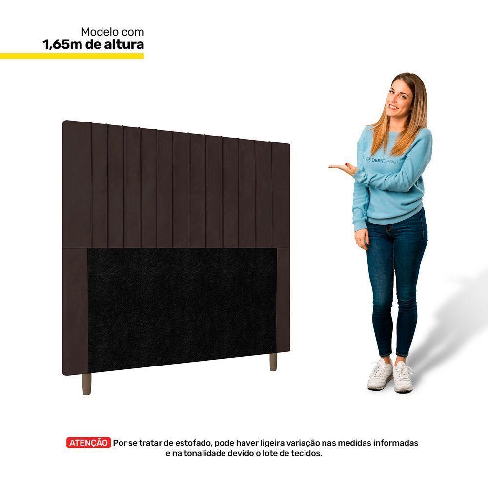 Cabeceira Cama Box Casal King Size Nala 195cm Veludo Marrom - 4