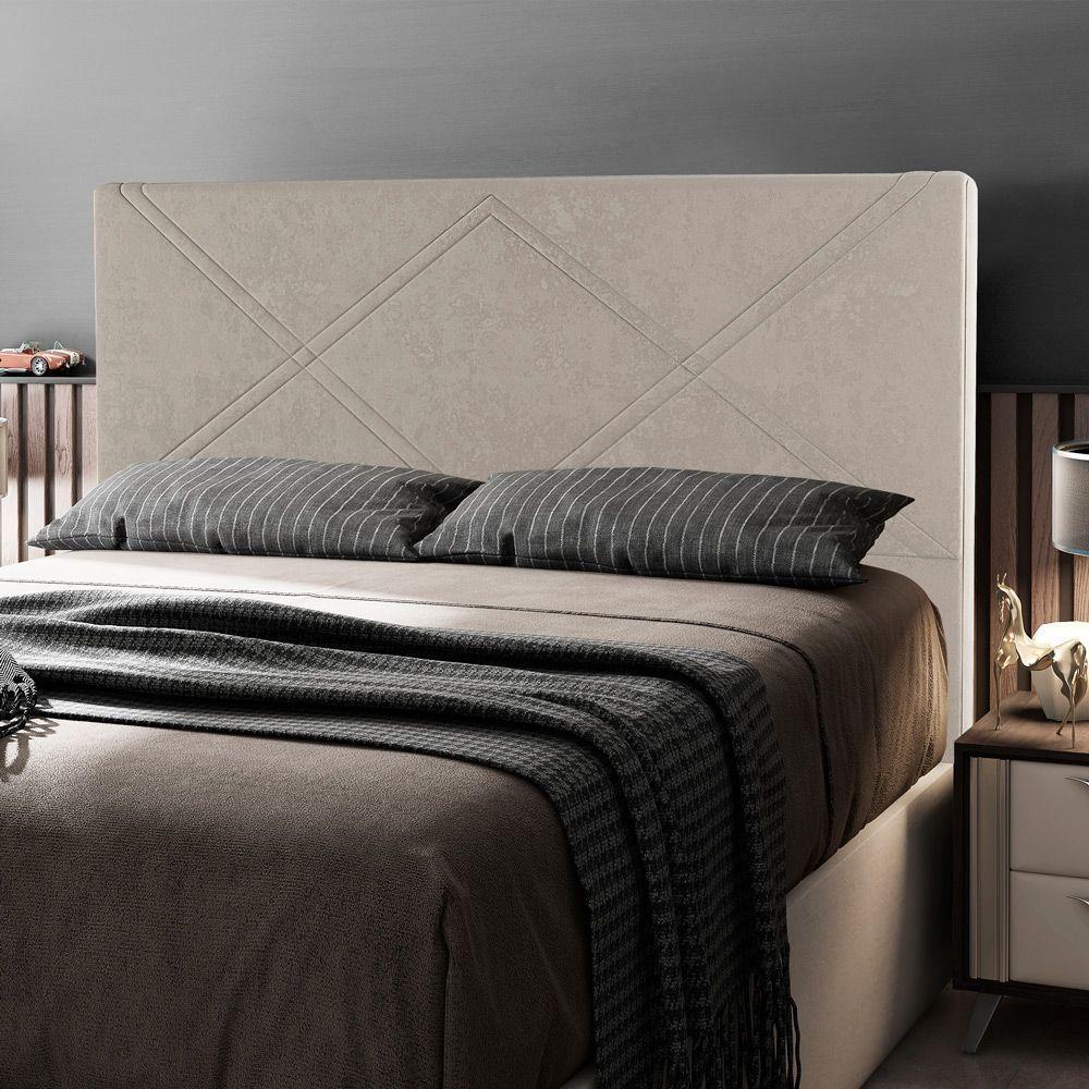 Cabeceira Cama Box Casal Queen Size Cairo 160cm Veludo Bege - 5