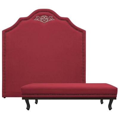 Kit Cabeceira E Calçadeira Queen 160 Cm Para Box Vermelho