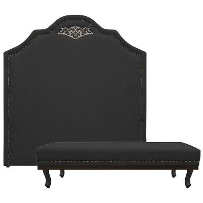 Kit Cabeceira E Calçadeira King 195 Cm Para Box Preto