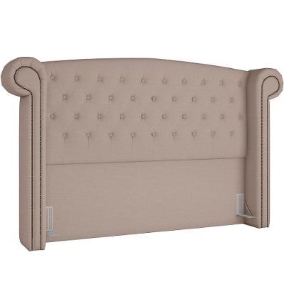 Cabeceira Cama Box Casal Com Tachas 140 Cm Sofia P05 Linho Bege Areia