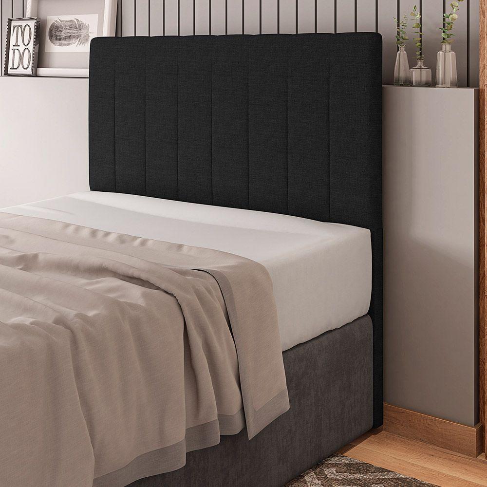 Cabeceira Cama Box Casal King Size Ivana 193cm Linho Preto - Abmaza - 1