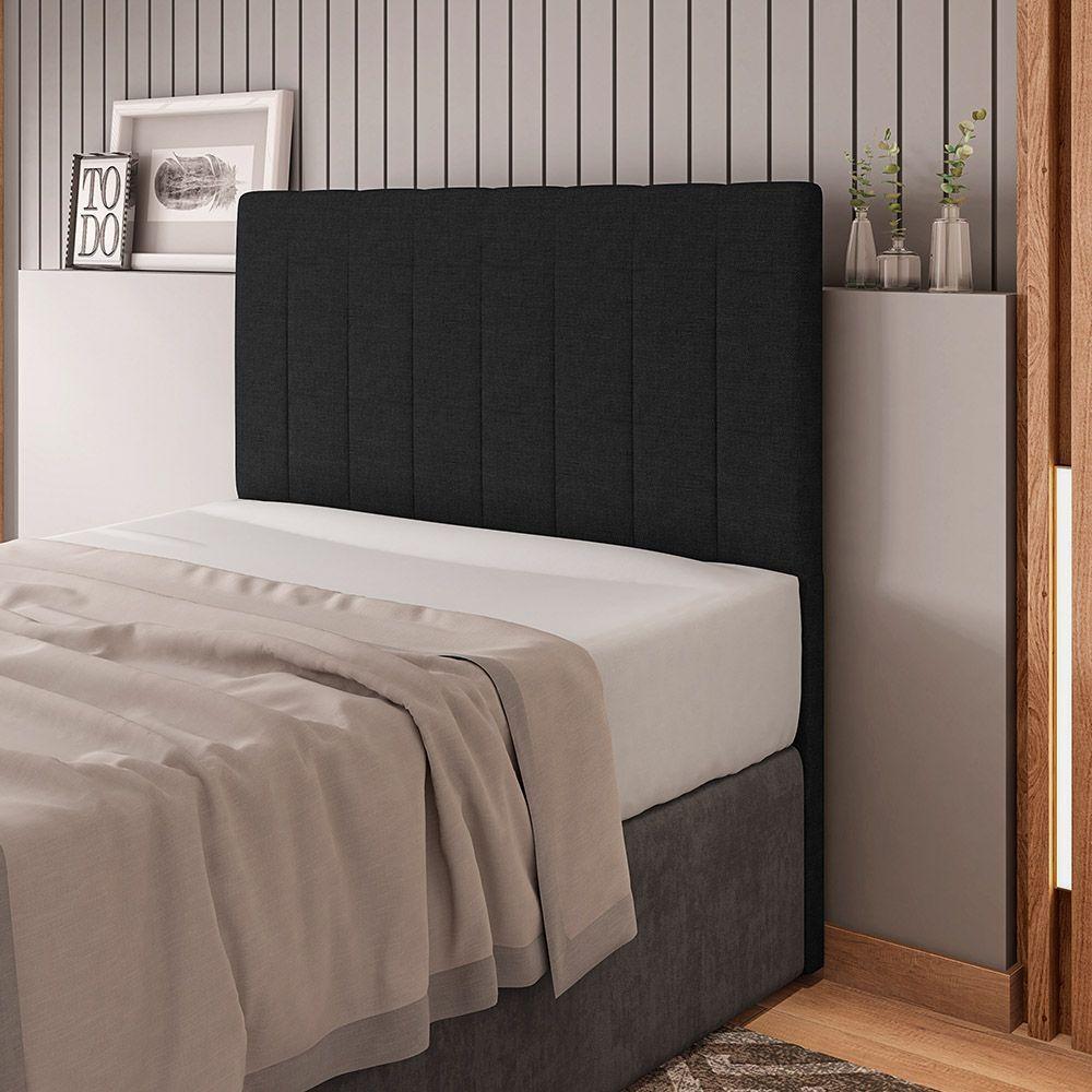 Cabeceira Cama Box Casal King Size Ivana 193cm Linho Preto - Abmaza - 4