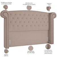 Cabeceira Cama Box King Com Tachas 195 Cm Sofia P05 Linho Bege Areia - 2