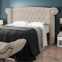 Cabeceira Cama Box Queen Com Tachas 160 Cm Sofia P05 Linho Cru