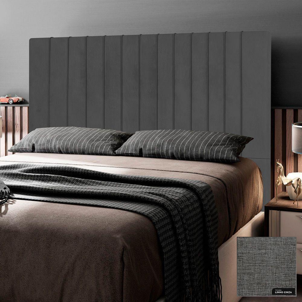 Cabeceira Cama Box Casal Queen Size Nala 160cm Linho Cinza - 7