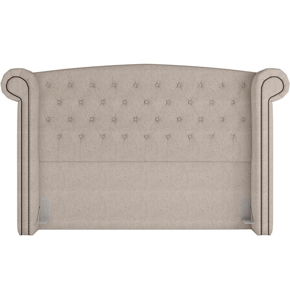 Cabeceira Cama Box King Com Tachas 195 Cm Sofia P05 Linho Cru - 5