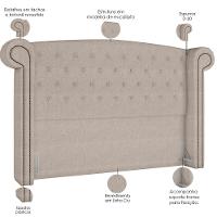 Cabeceira Cama Box King Com Tachas 195 Cm Sofia P05 Linho Cru - 2