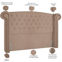 Cabeceira Cama Box King Com Tachas 195 Cm Sofia P05 Veludo Bege - 2
