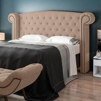 Cabeceira Cama Box King Com Tachas 195 Cm Sofia P05 Veludo Bege - 6