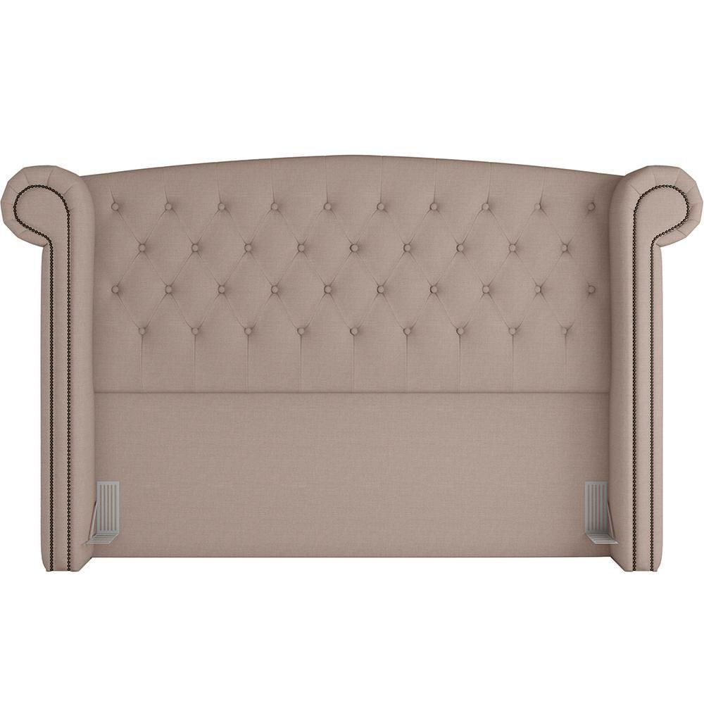 Cabeceira Cama Box Queen Com Tachas 160 Cm Sofia P05 Linho Bege Areia - 3