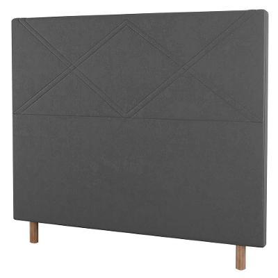 Cabeceira Cama Box Solteiro Cairo 90cm Suede Cinza