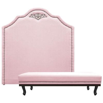 Kit Cabeceira E Calçadeira Queen 160 Cm Para Box Rosa Bebê