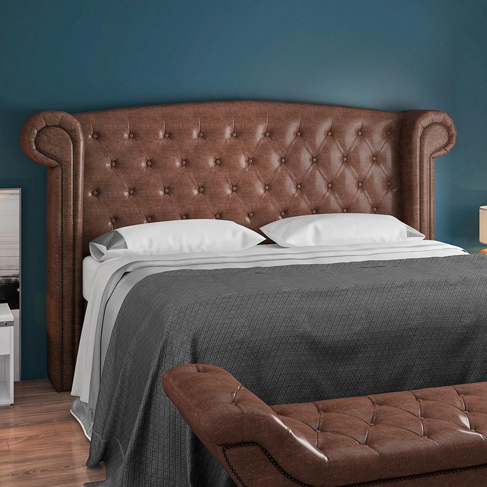 Cabeceira Cama Box Casal King 195 Cm P05 Sofia Corino Marrom - 6