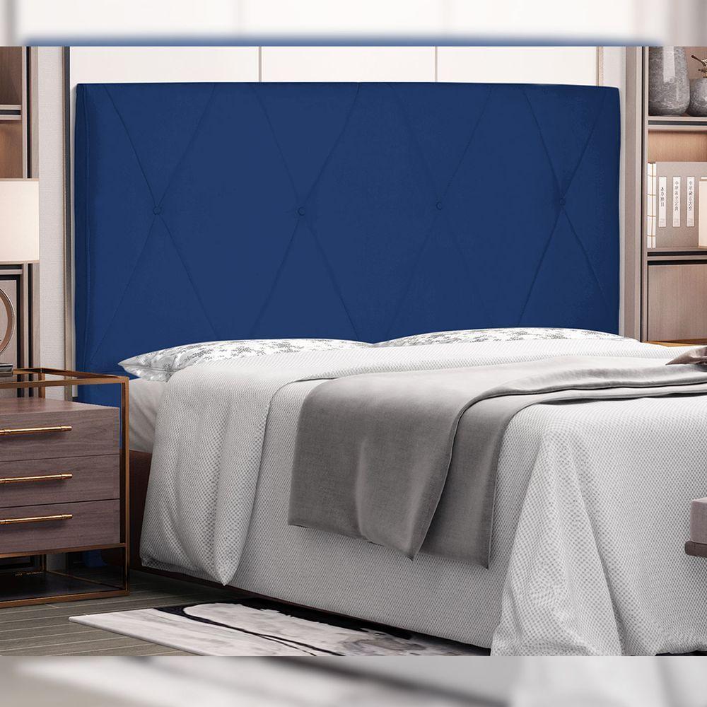Cabeceira Decorativa 1,40m Yves Suede Azul Marinho - 2