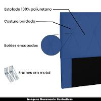 Cabeceira Decorativa 1,40m Yves Suede Azul Marinho