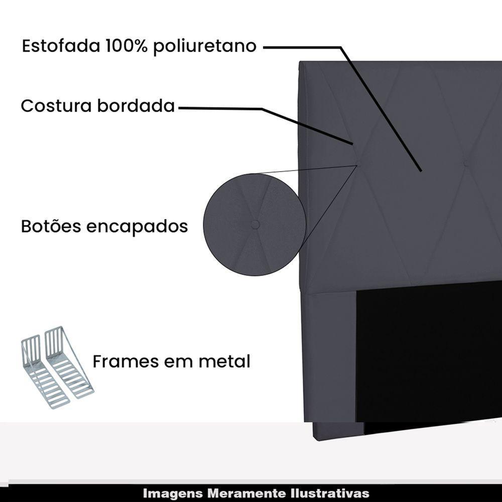 Cabeceira Decorativa 1,40m Yves Suede Cinza - 4