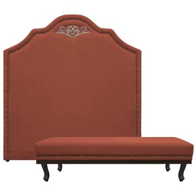 Kit Cabeceira E Calçadeira Queen 160 Cm Para Box Terracota
