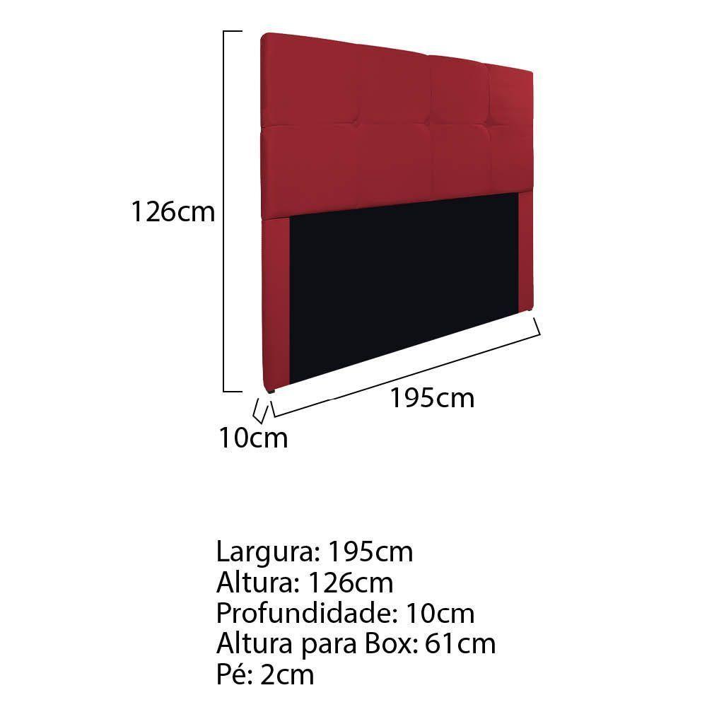 Cabeceira King Marseille P02 195 Cm Suede Vermelho - 6