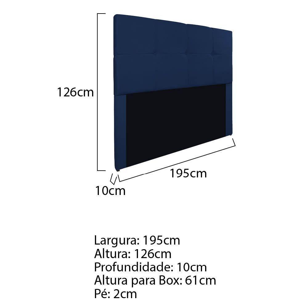 Cabeceira King Marseille P02 195 Cm Suede Azul Marinho - 5