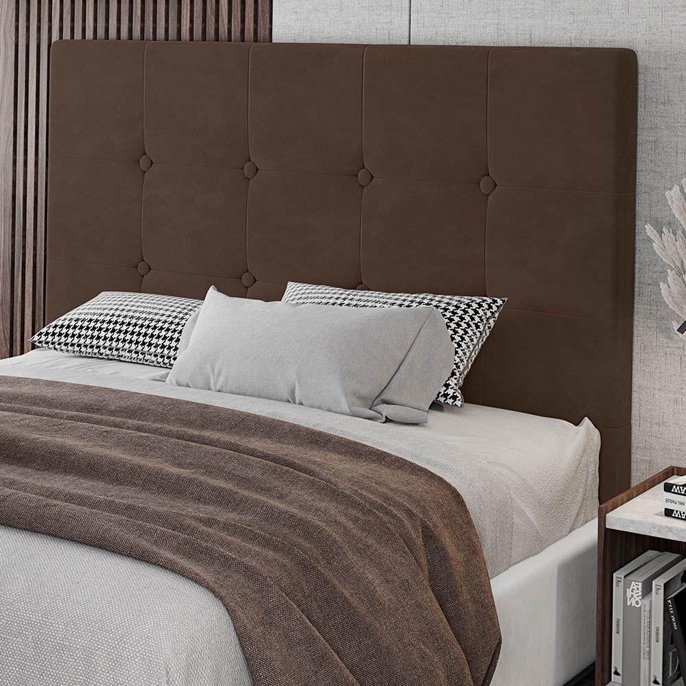 Cabeceira Cama Box Casal Luana 140cm Veludo Marrom - Abmaza - 1