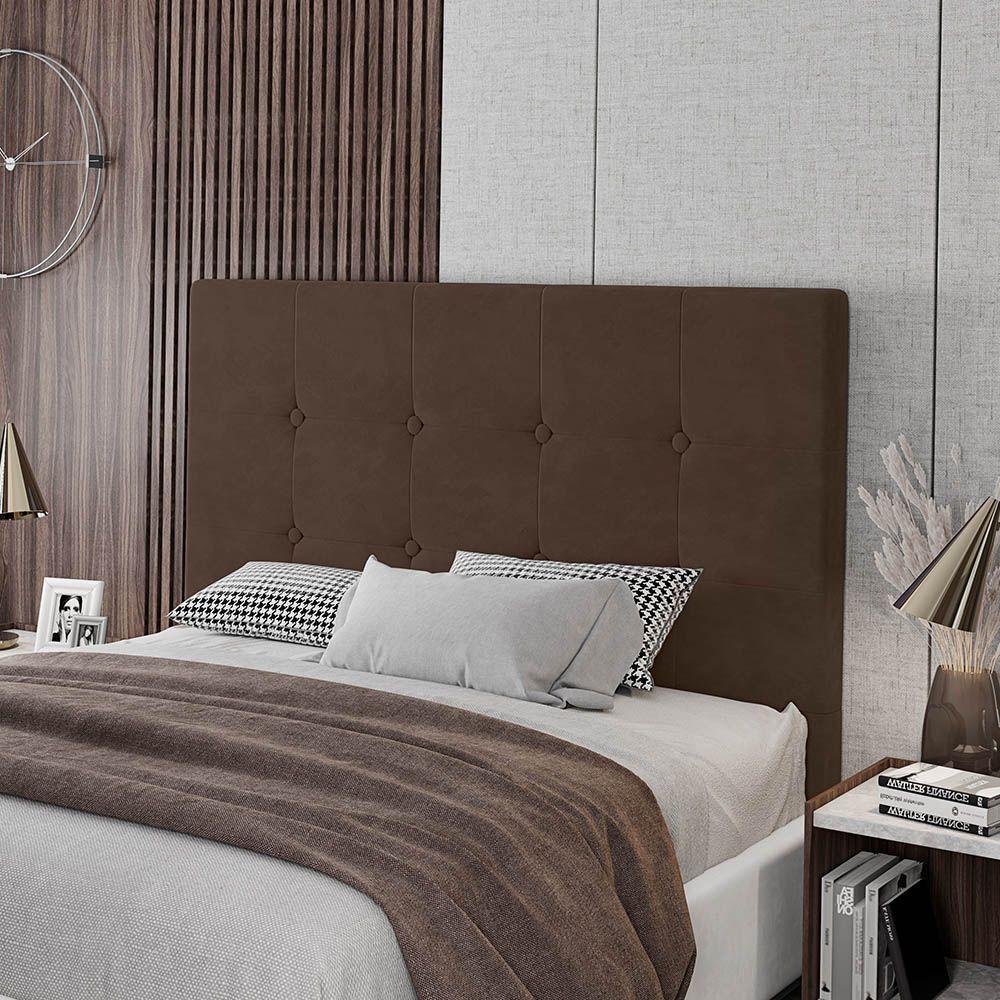 Cabeceira Cama Box Casal Luana 140cm Veludo Marrom - Abmaza - 2