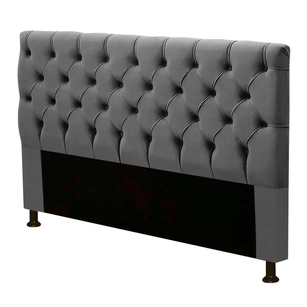 Cabeceira Box Casal King Size Cristal 195cm Suede Cinza - 1