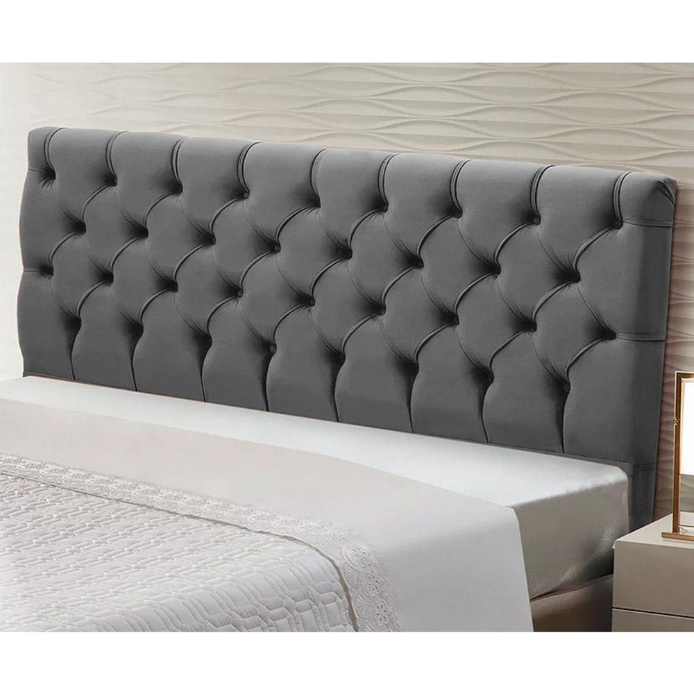 Cabeceira Box Casal King Size Cristal 195cm Suede Cinza - 4