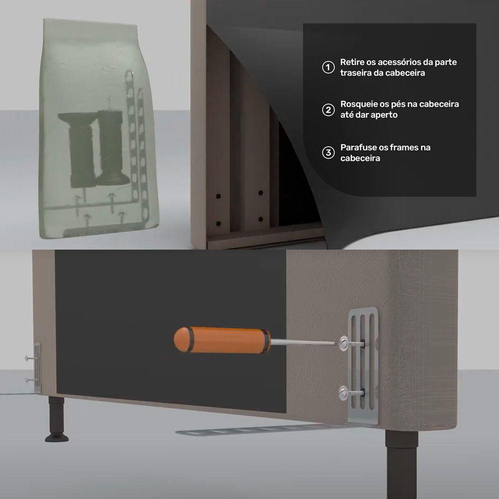 Cabeceira Box Casal King Size Cristal 195cm Suede Preto - 3