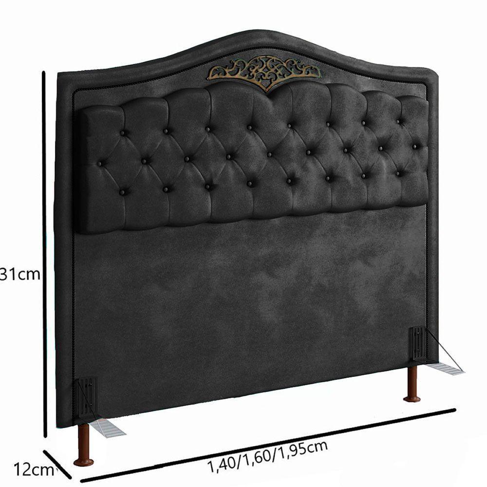 Cabeceira Holanda 1,95 M Com Design Retro King Preto - 2