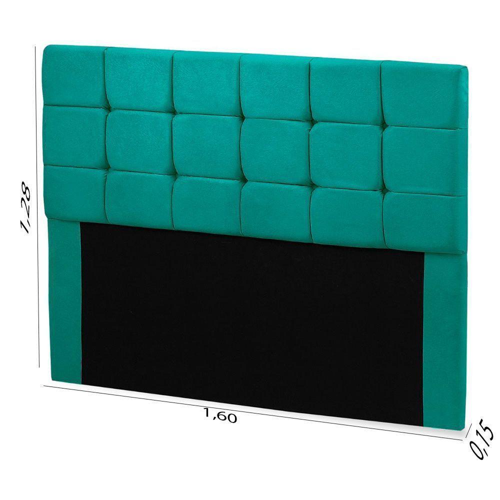 Cabeceira Julia 1,60 M Queen Com Design Moderno Ciano - 3