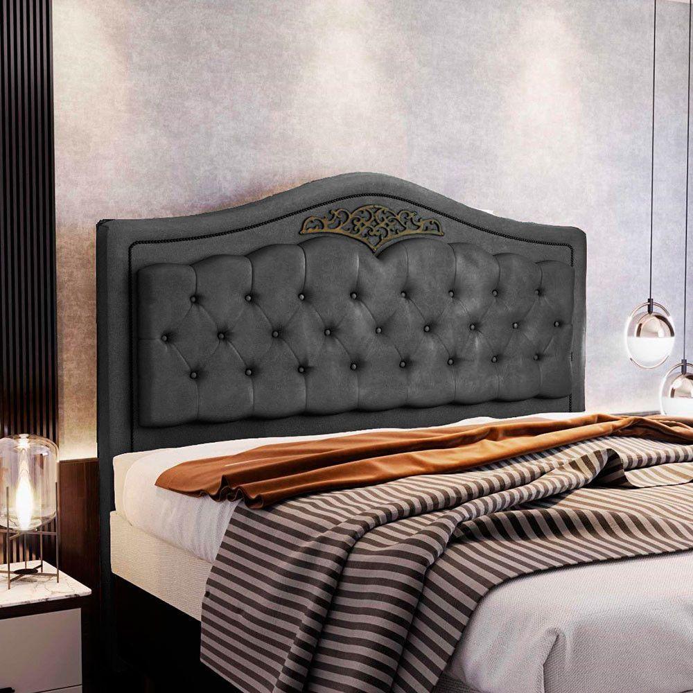 Cabeceira Holanda 1,95 M Com Design Retro King Chumbo - 1