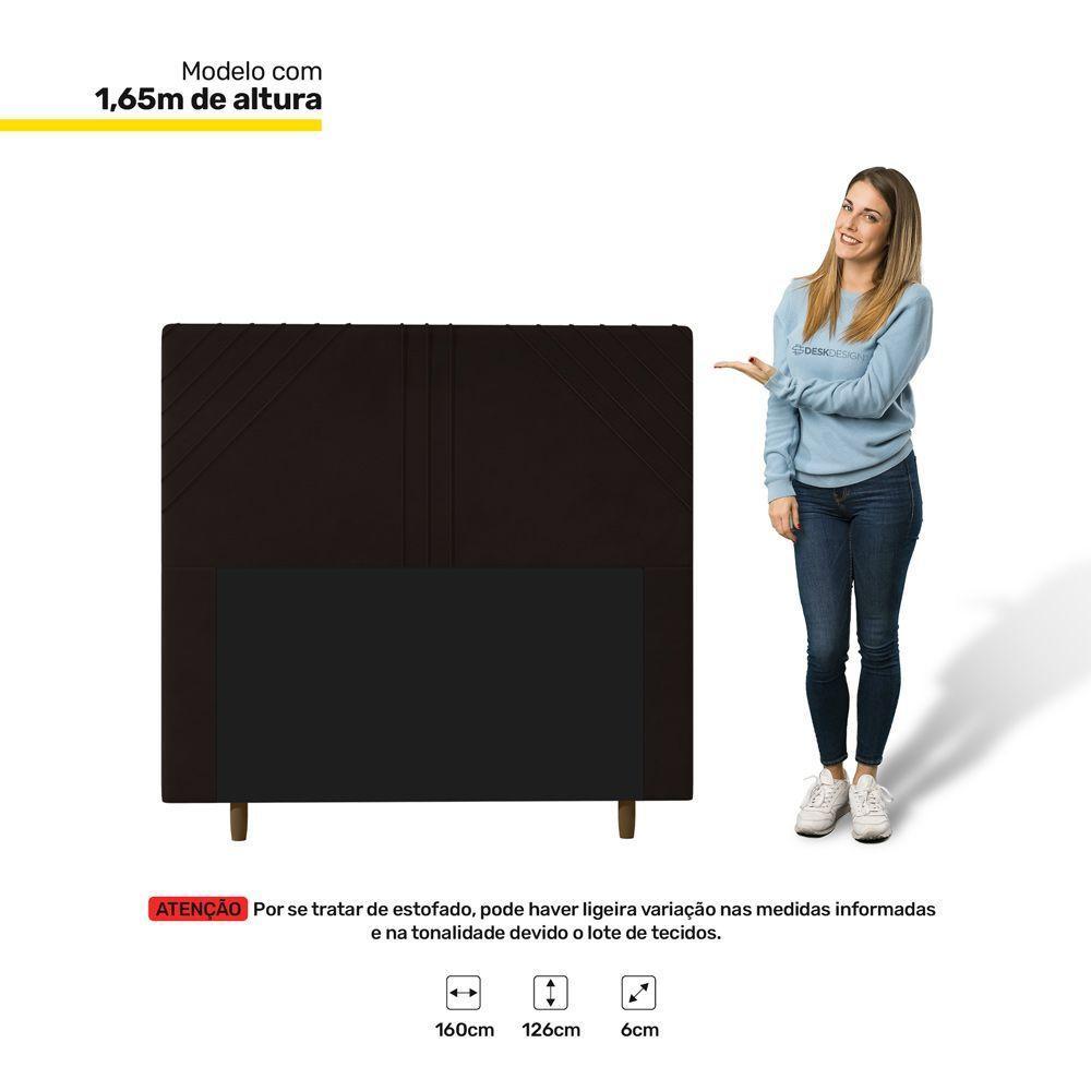 Cabeceira Cama Box Casal Queen Size Lisboa 160cm Marrom - 2