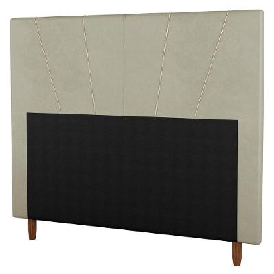 Cabeceira Solteiro 90cm Veludo Bege