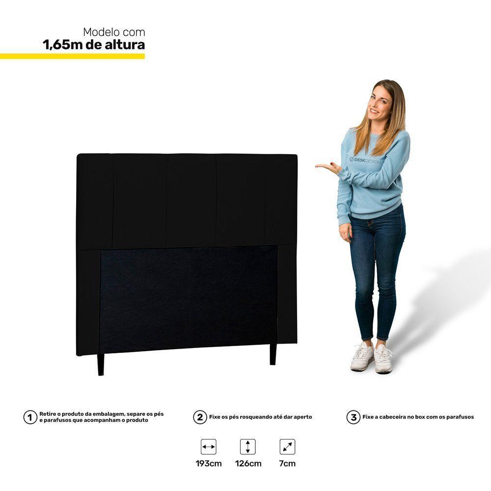 Cabeceira Cama Box Casal King Donna 193cm Suede Preto - 3