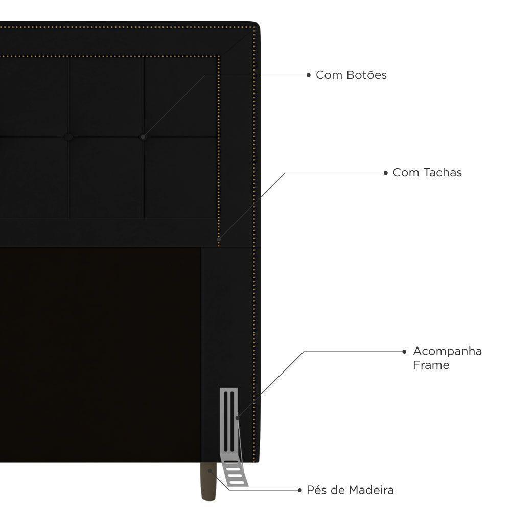 Cabeceira Box King Size 195cm Com Tachas E Frame Preto - 2