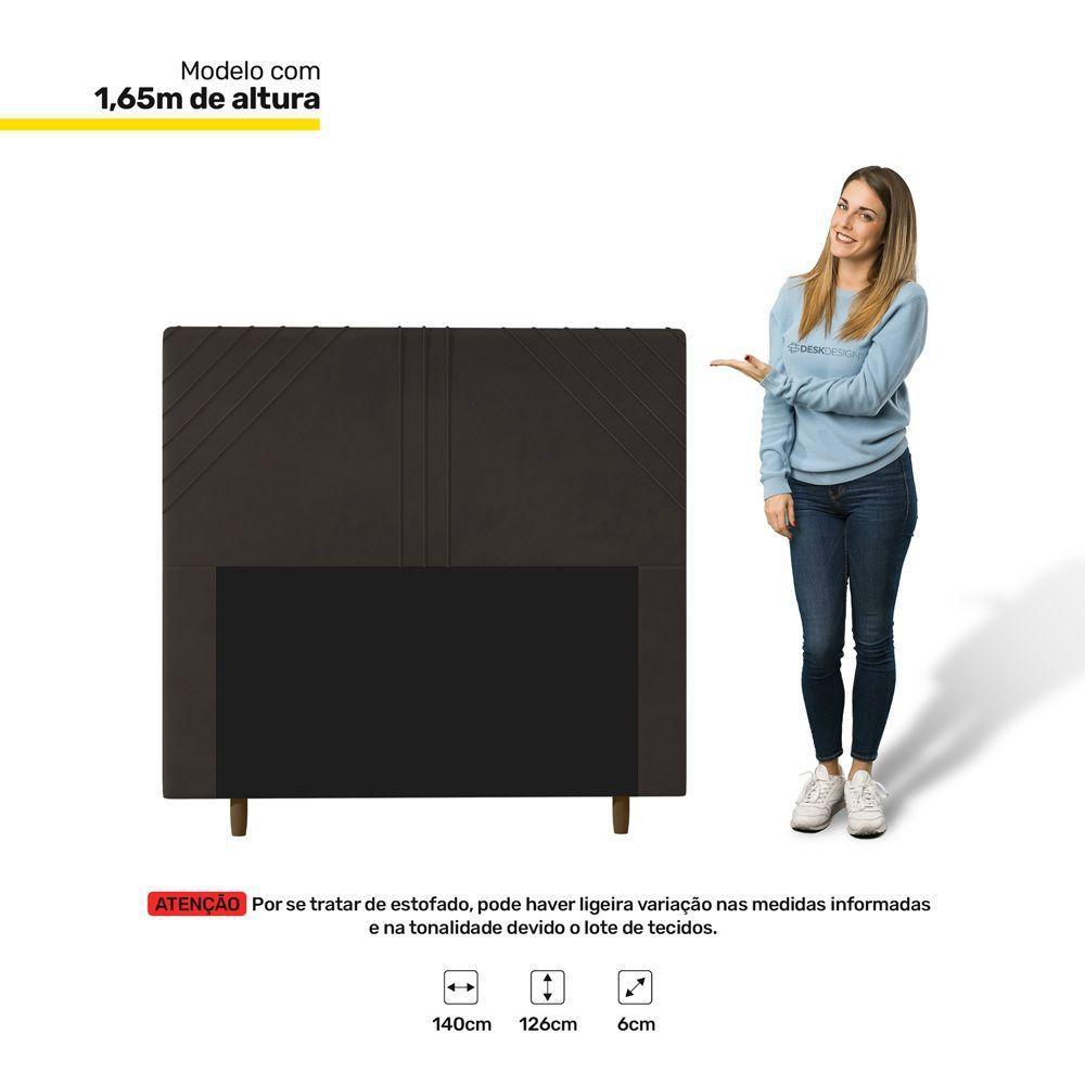 Cabeceira Cama Box Casal Lisboa 140cm Veludo Marrom - 2