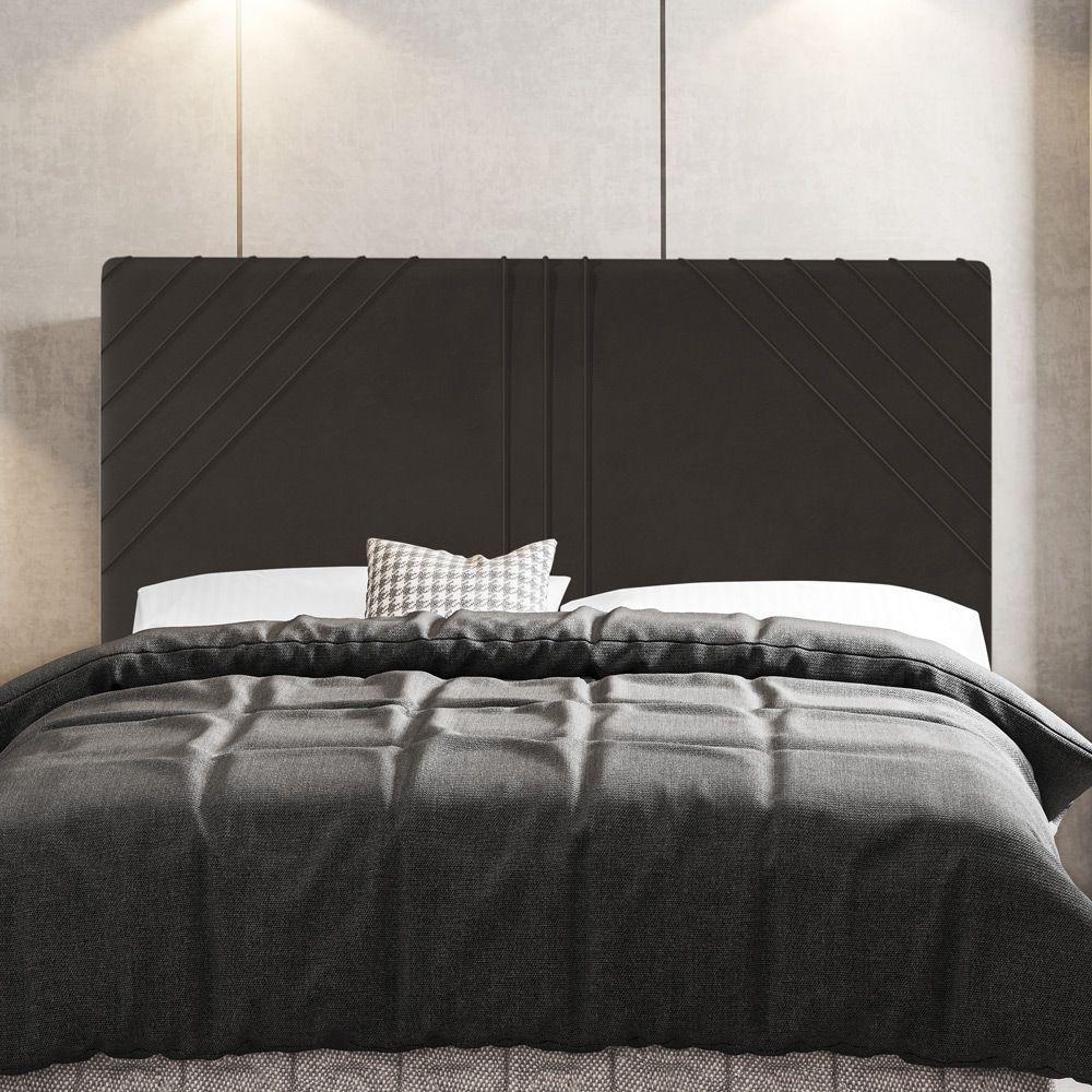 Cabeceira Cama Box Casal Lisboa 140cm Veludo Marrom - 4